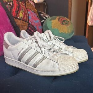 Adidas Superstar White with Metallic Stripes